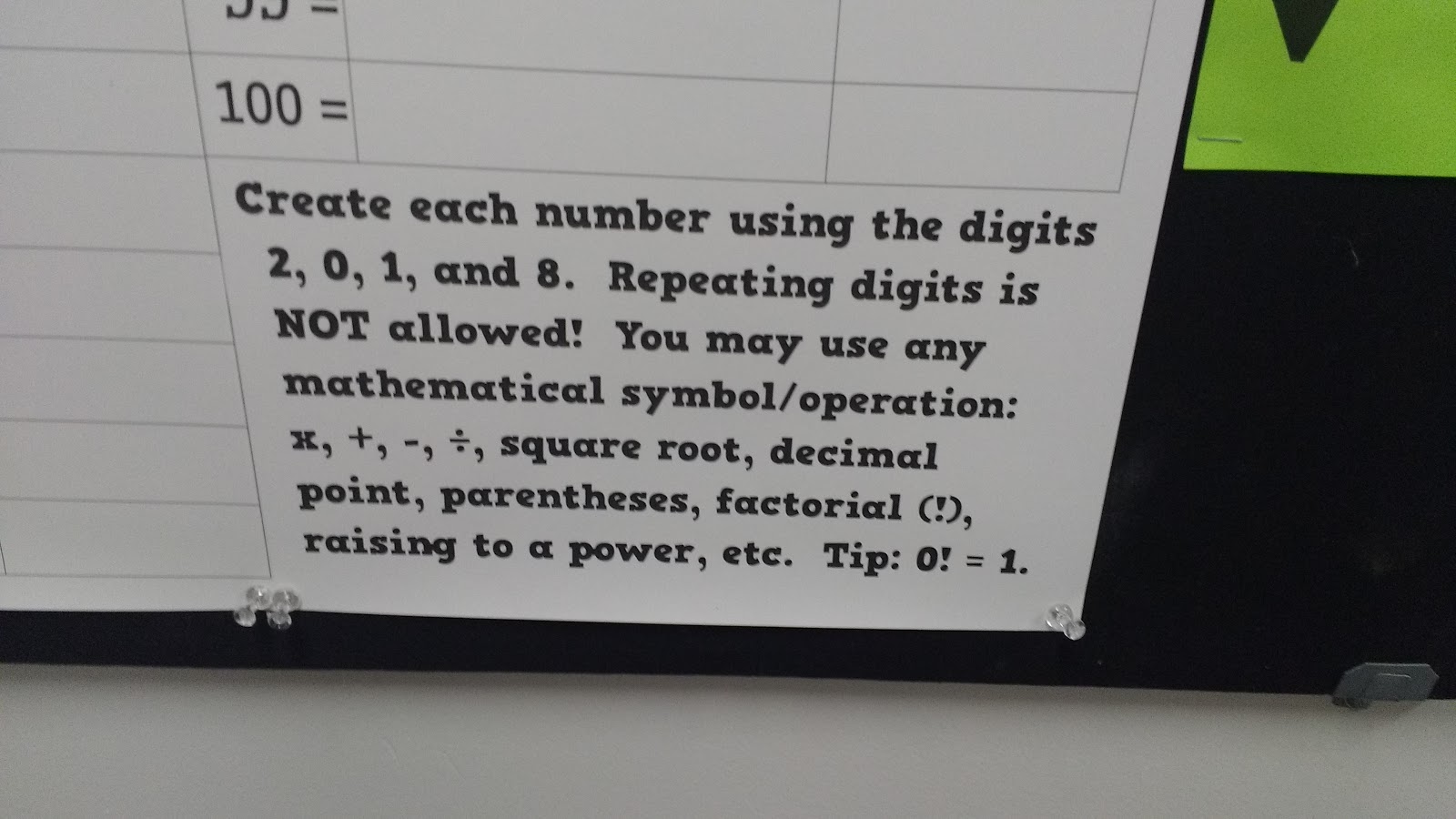 Instructions for 2018 Challenge on Bulletin Board. 
