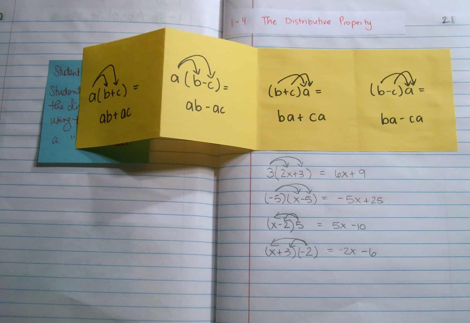 4 Types of Distributive Property Foldable