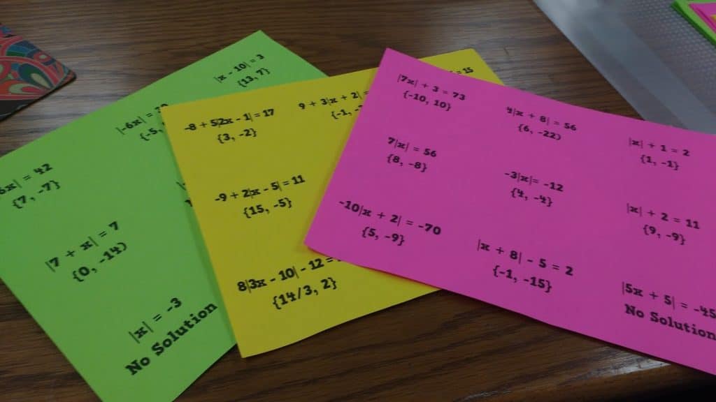 absolute value equations leveled activity.