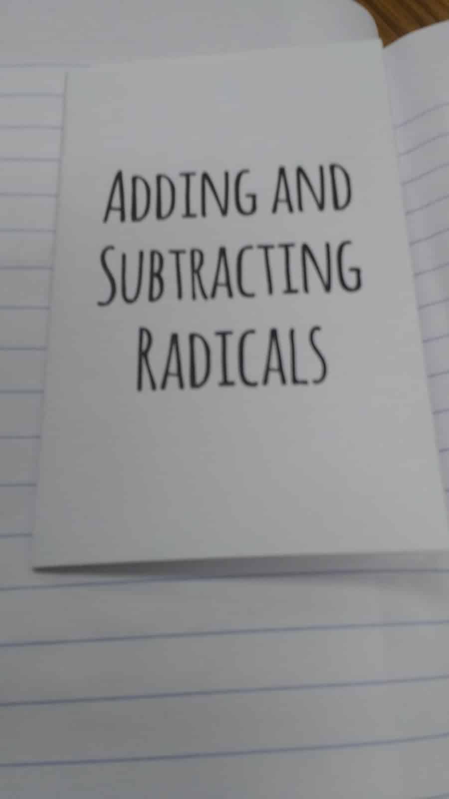 Adding and Subtracting Radicals Practice Book
