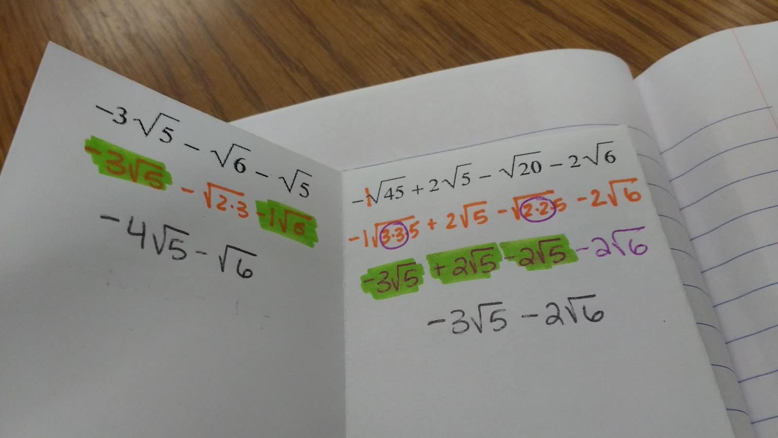 Adding and Subtracting Radicals Practice Book