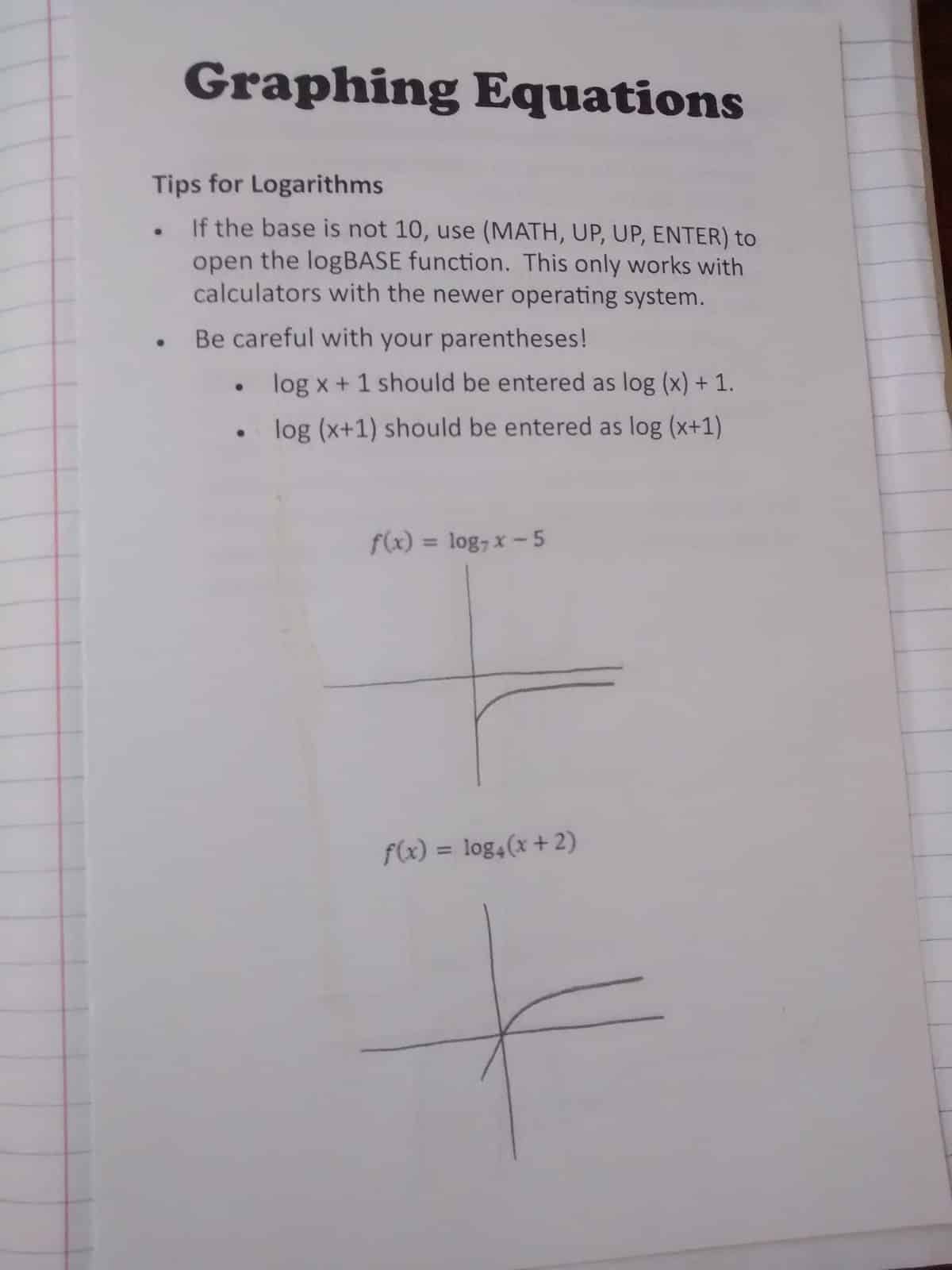 Algebra 2 Graphing Equations Foldable