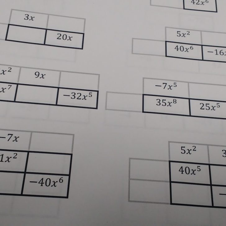 Area Model Puzzles on Sheet of Paper.