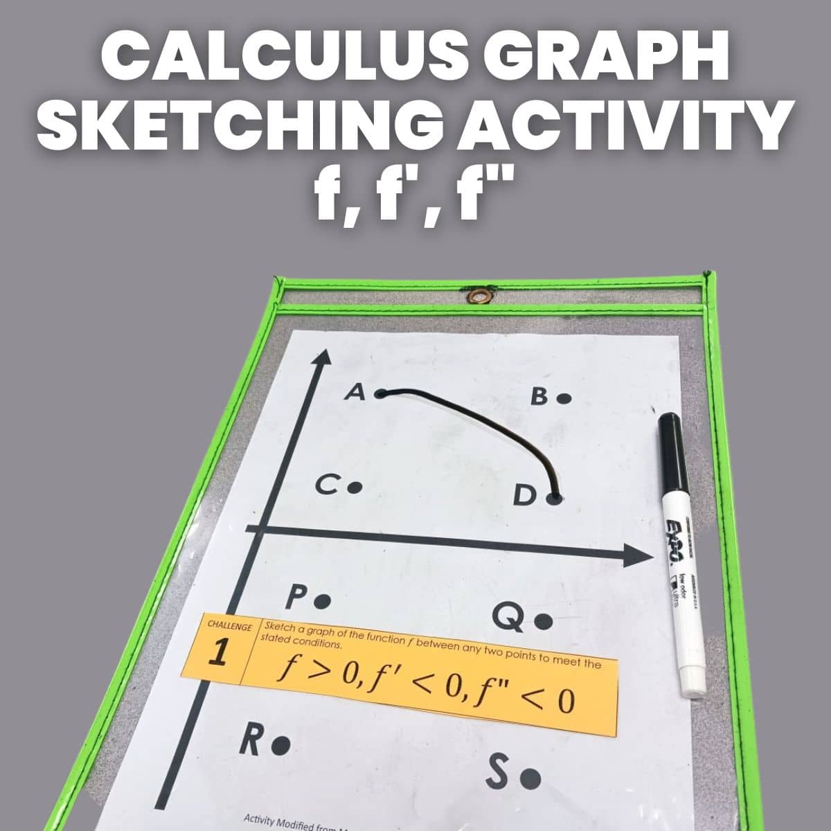 calculus graph sketching activity connecting f, f', and f" in dry erase pocket 