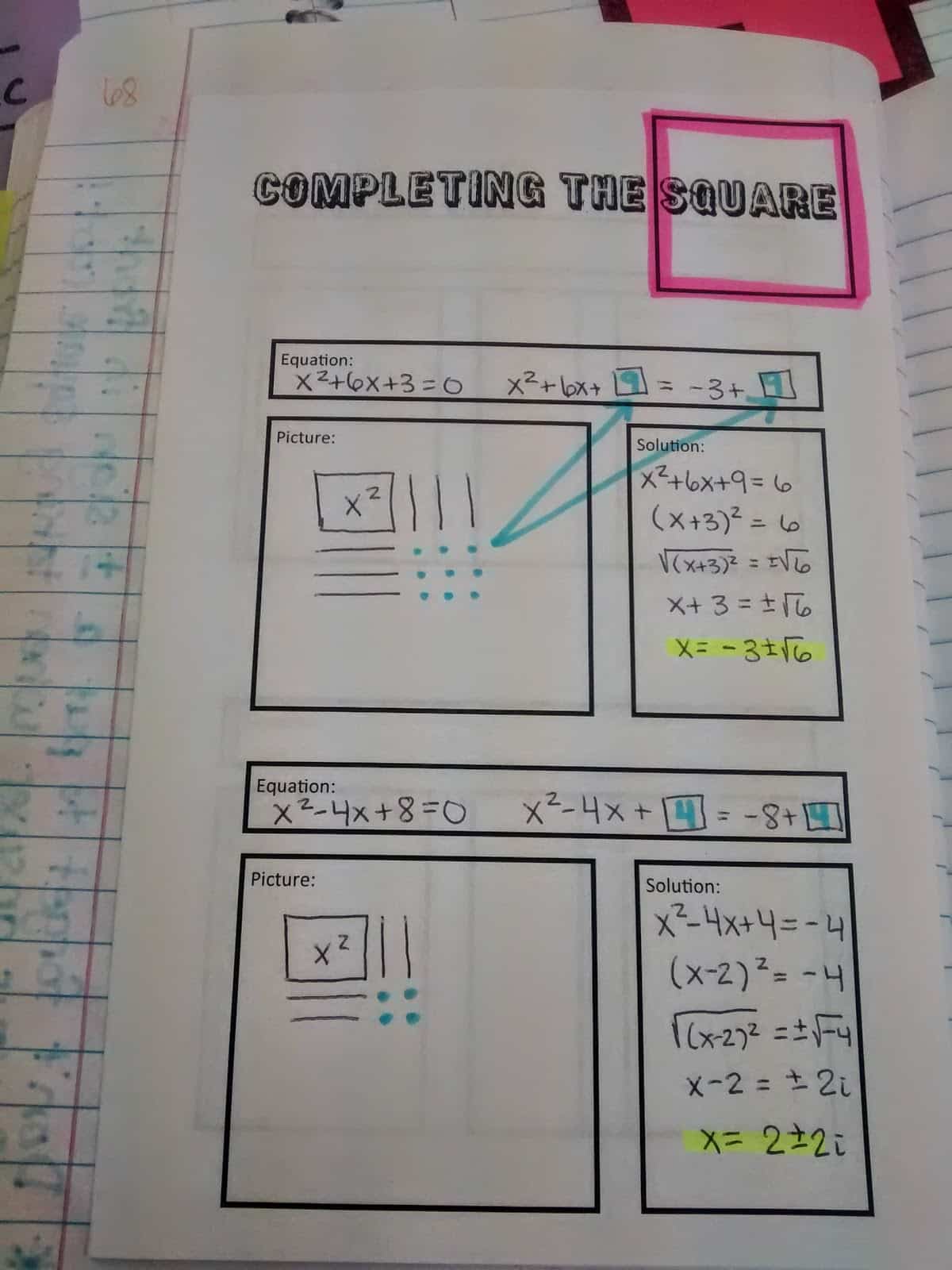 Completing the Square Foldable