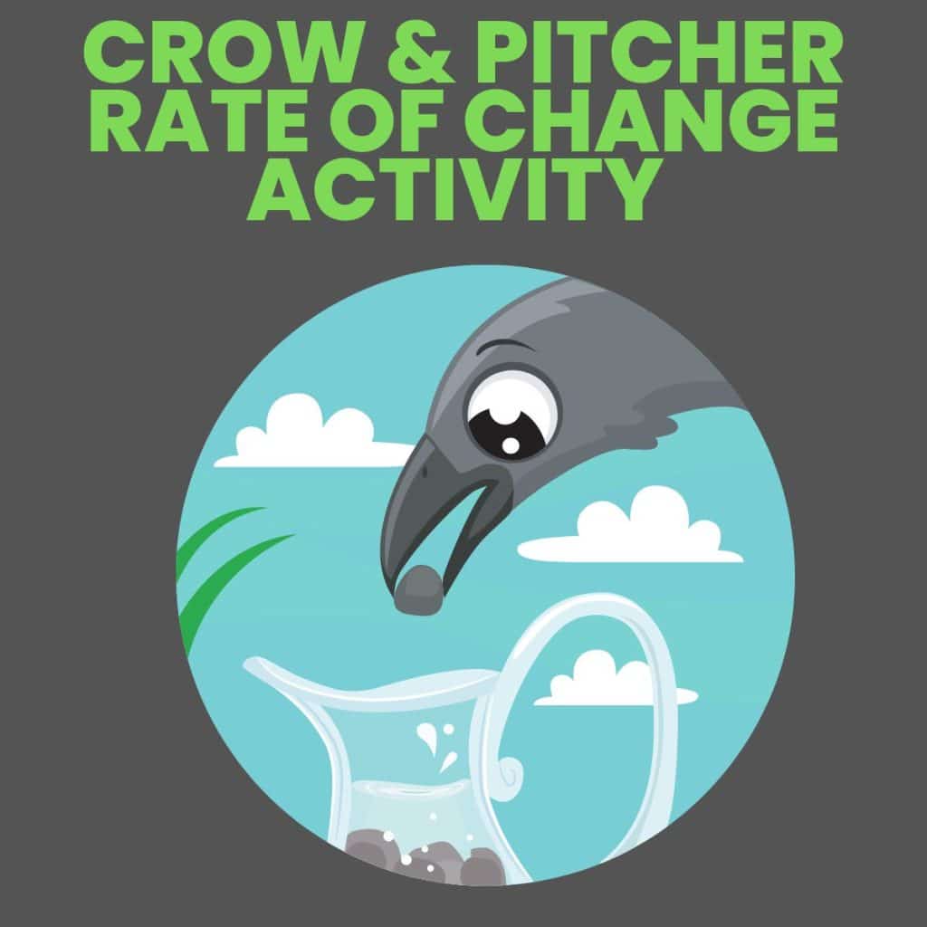 drawing of crow placing round stone in pitcher