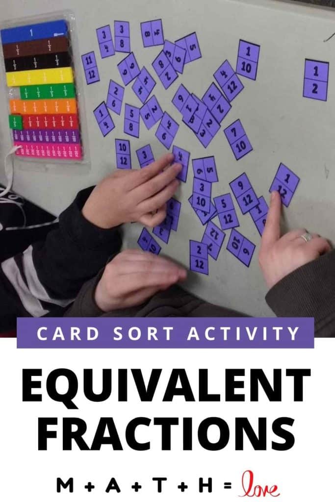 equivalent fractions card sort activity 