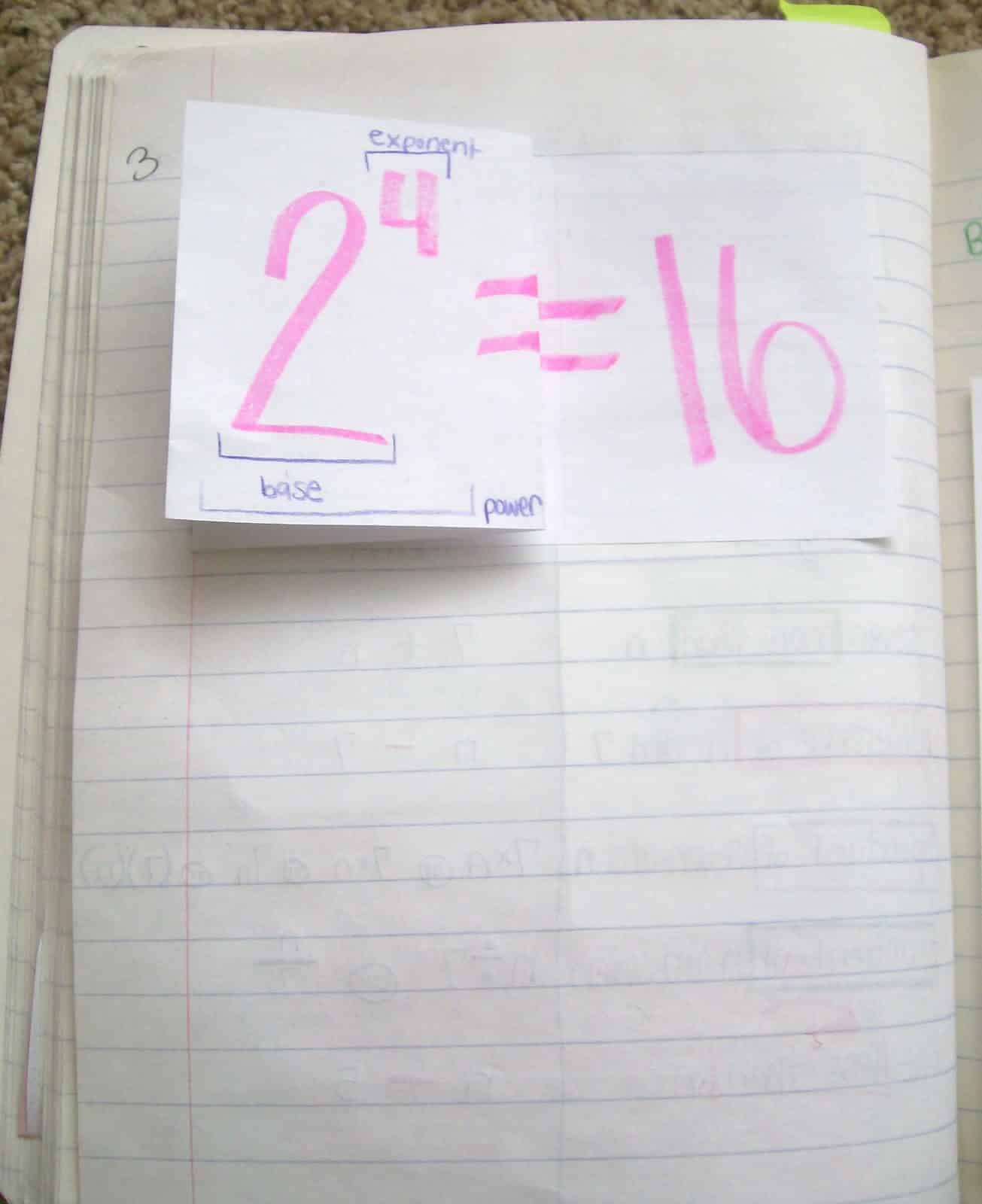 exponent foldable algebra 1 interactive notebook math inb