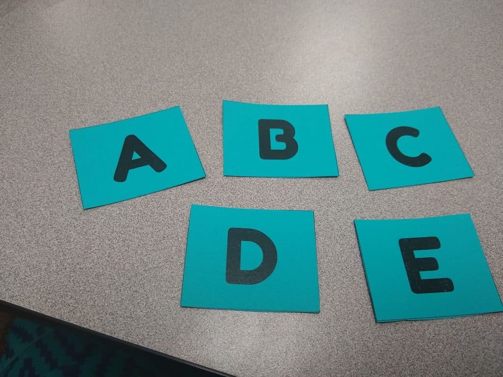 ABCDE Cards for Exponent Rules Match-Up Activity