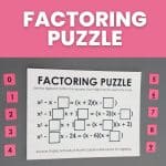 factoring quadratic trinomials puzzle for practicing factoring polynomials with movable pieces
