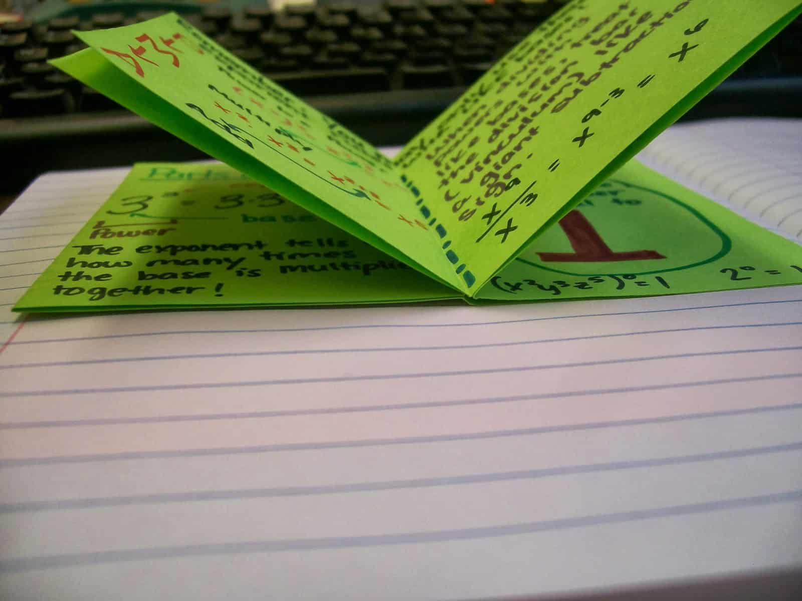 foldable book of exponent rules algebra interactive notebook