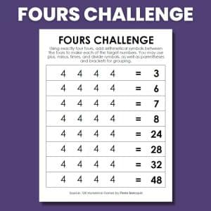 screenshot of fours challenge