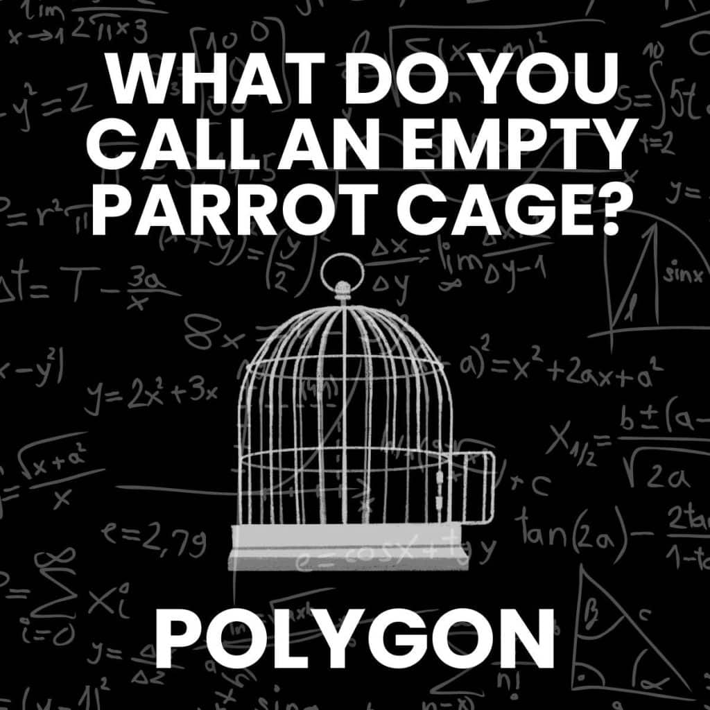 Geometry Joke: What do you call an empty parrot cage? Polygon.