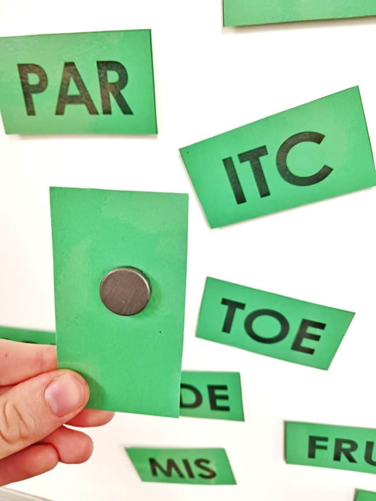 close-up of magnet on the back of holiday triples word puzzle 