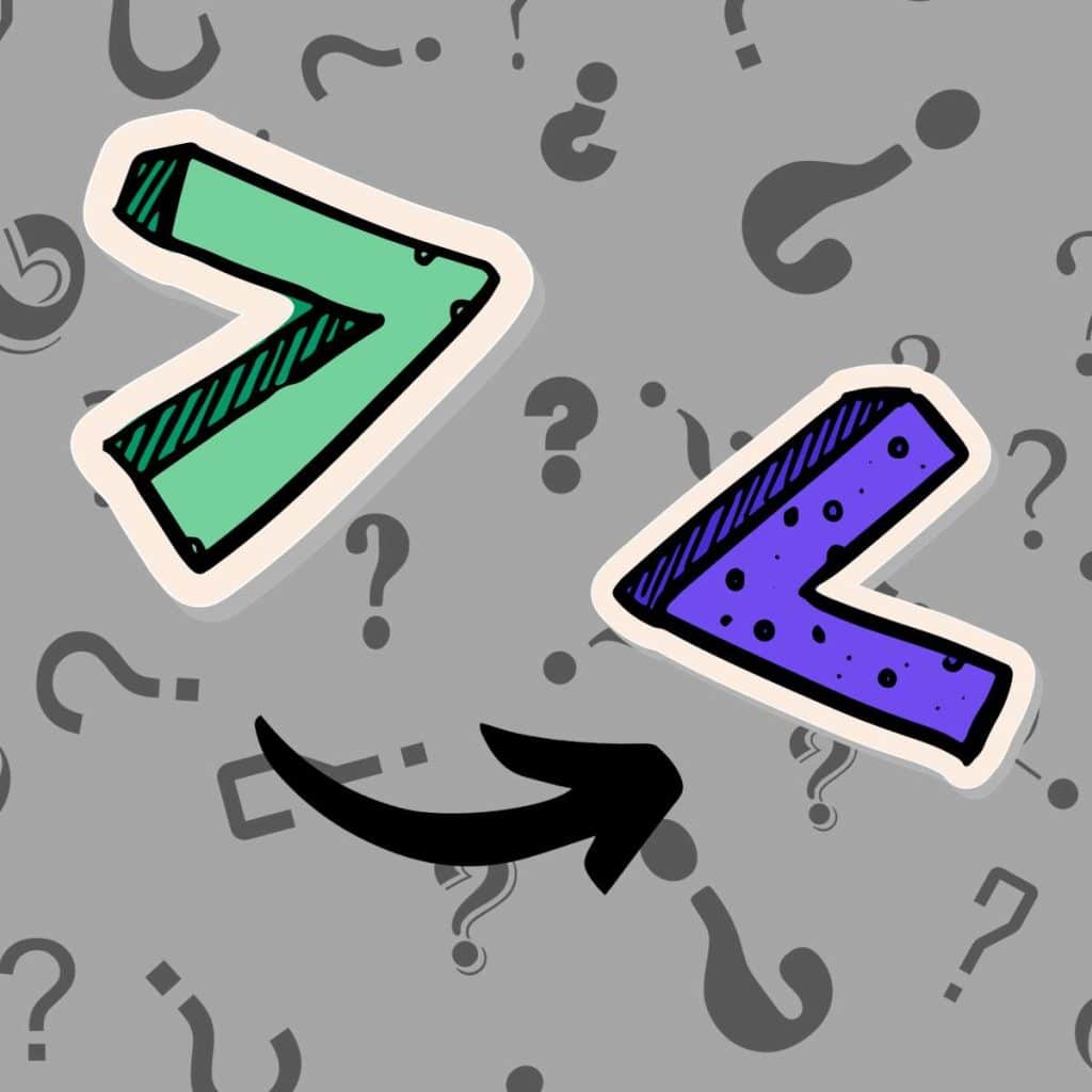 greater than symbol with arrow pointing to less than symbol 