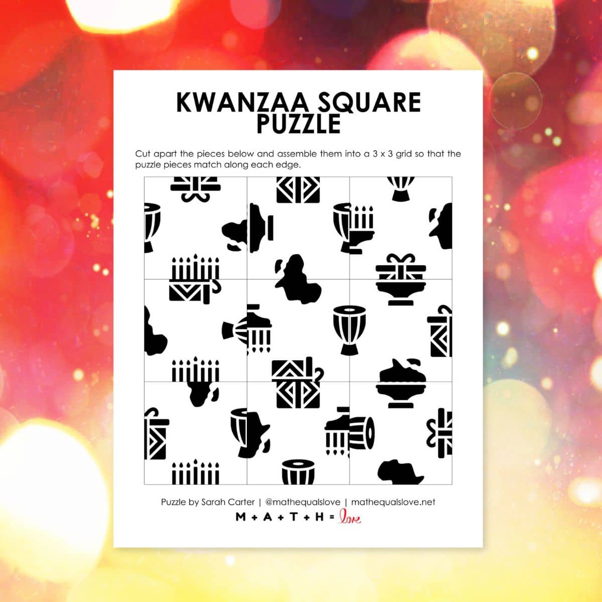 Kwanzaa Square Edge Matching Puzzle.