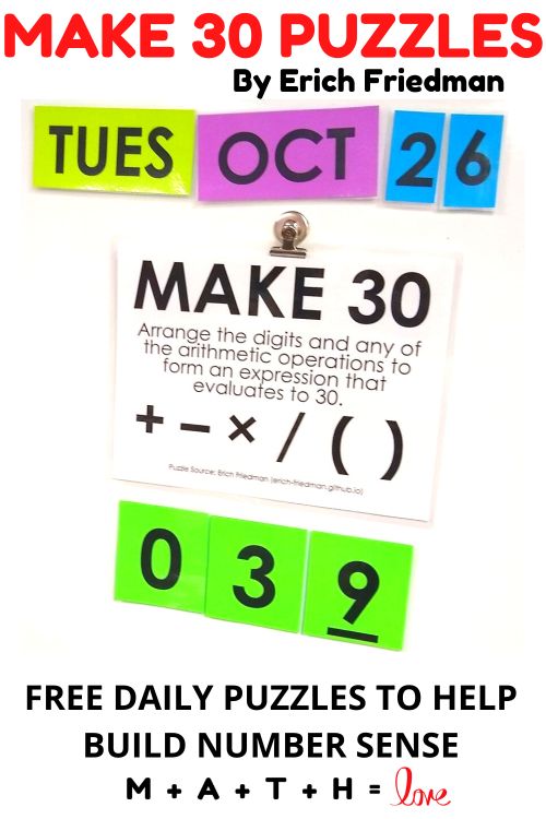 Make 30 Puzzles to Help Build Number Sense.