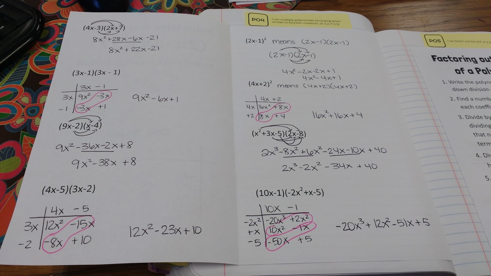 Multiplying Polynomials Foldable