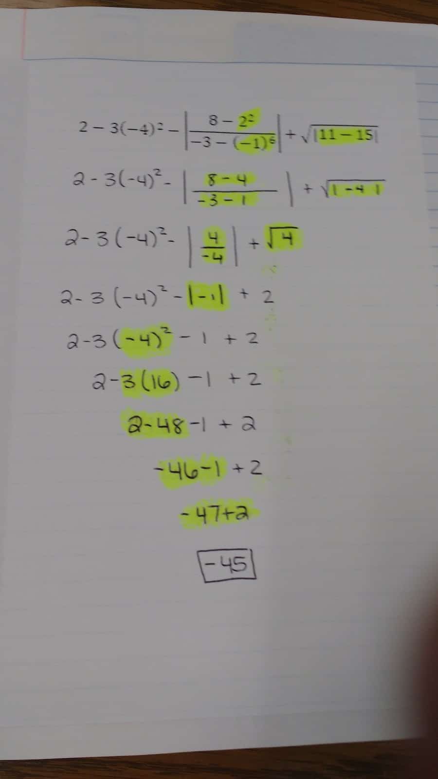 order of operations practice foldable