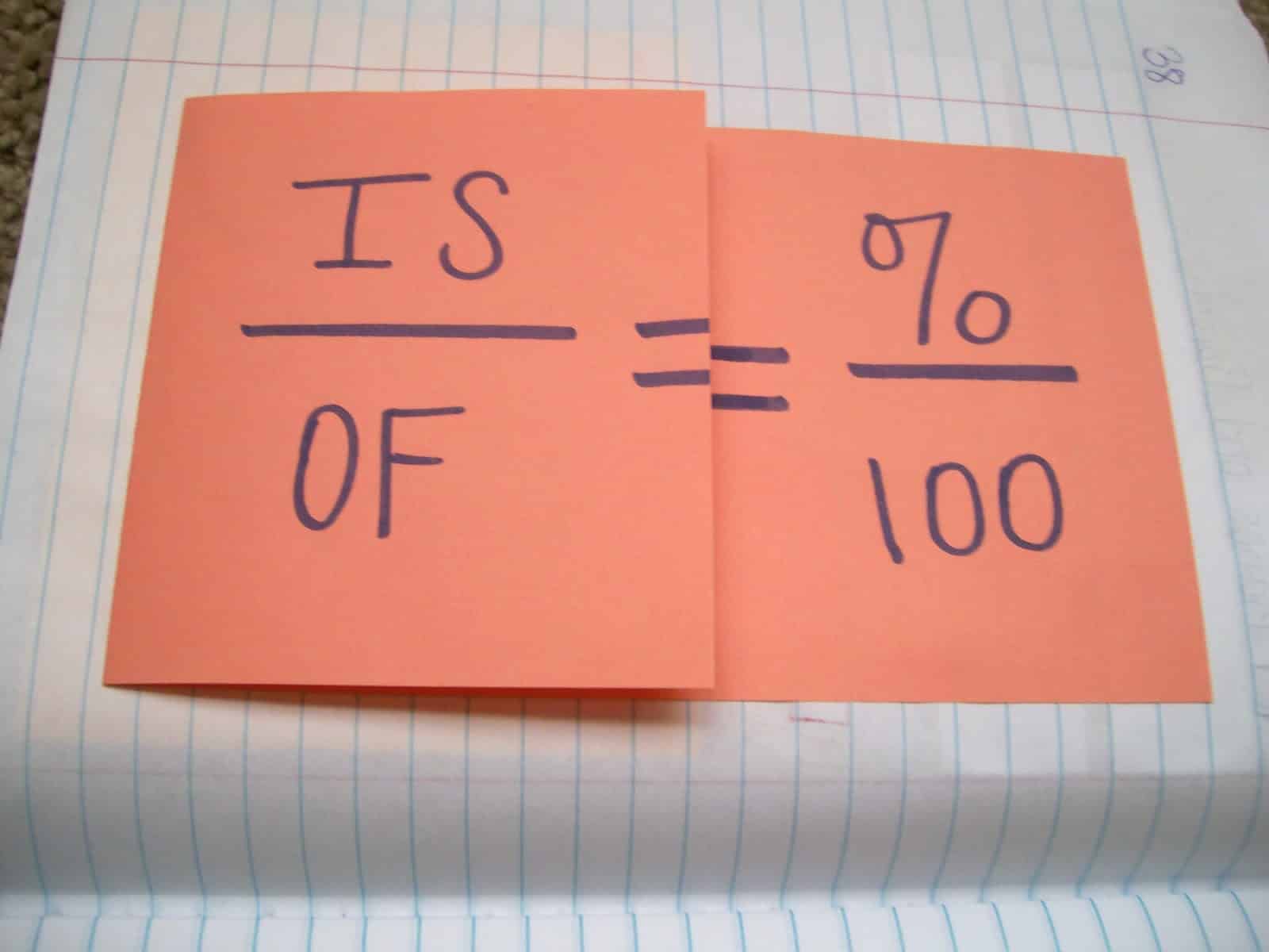 Is over Of Equals Percent Over 100 Foldable.