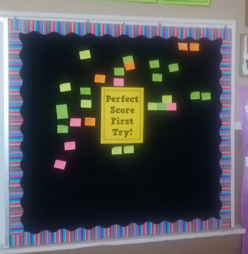 perfect score first try bulletin board.
