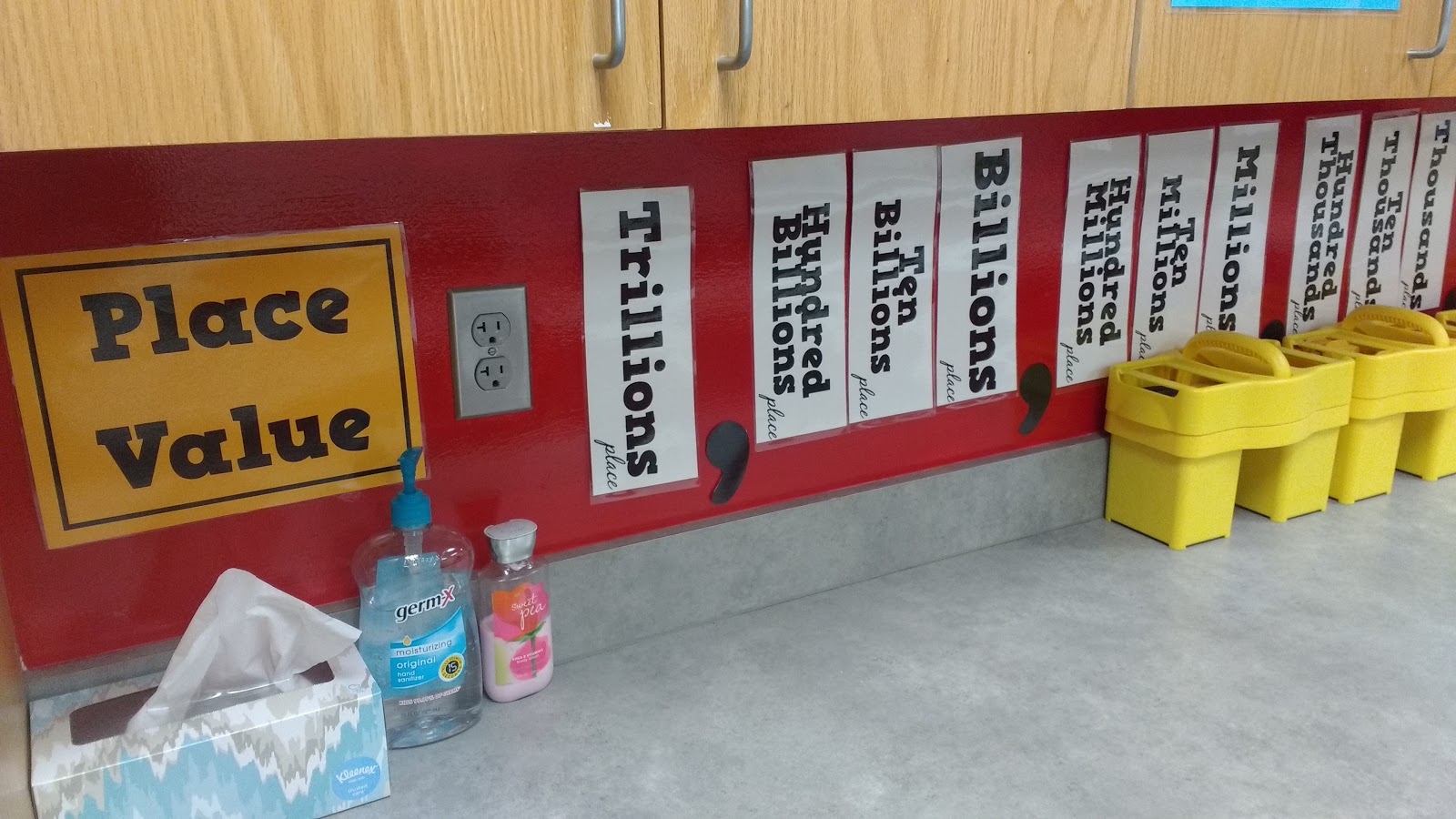 place value posters in math classroom.