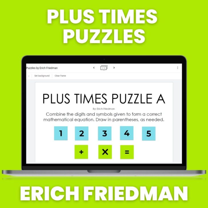 screenshot of plus times puzzle on laptop screen 