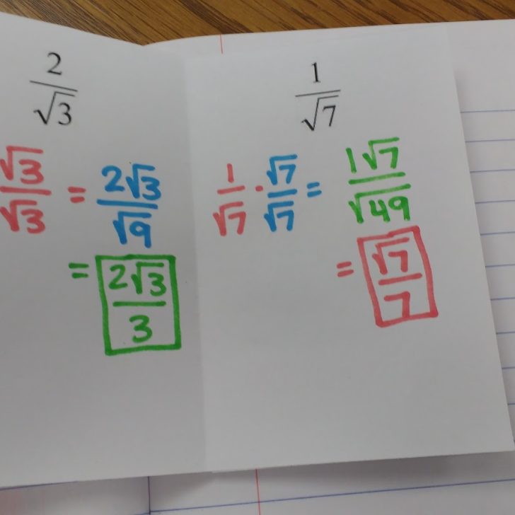 Rationalizing the Denominator Practice Foldable Book.