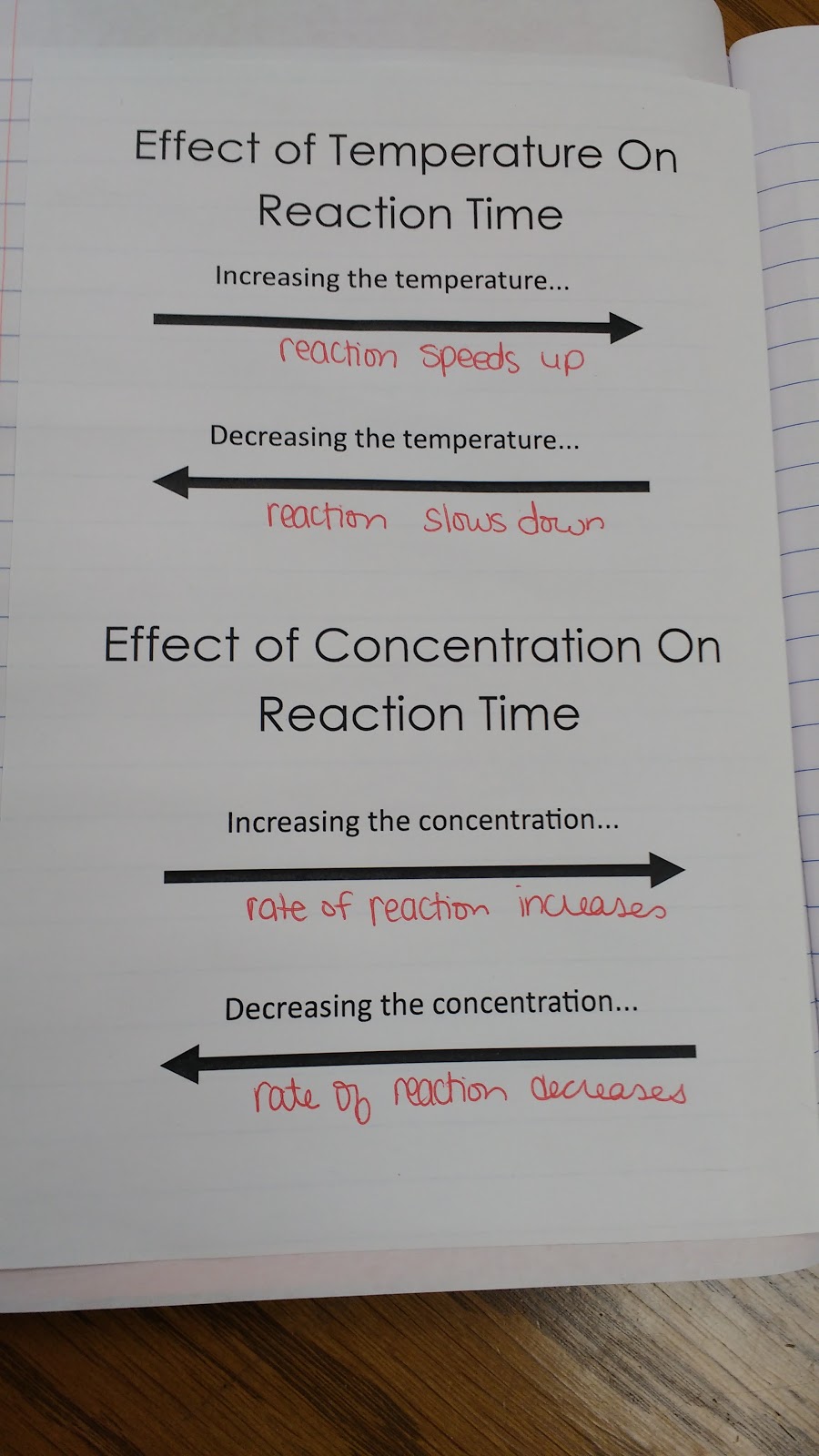 reaction rate notes in interactive notebook.