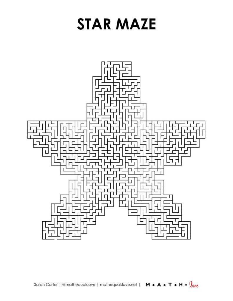 printable star maze level 10. 