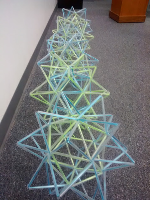 stellated icosahedrons made out of straws.