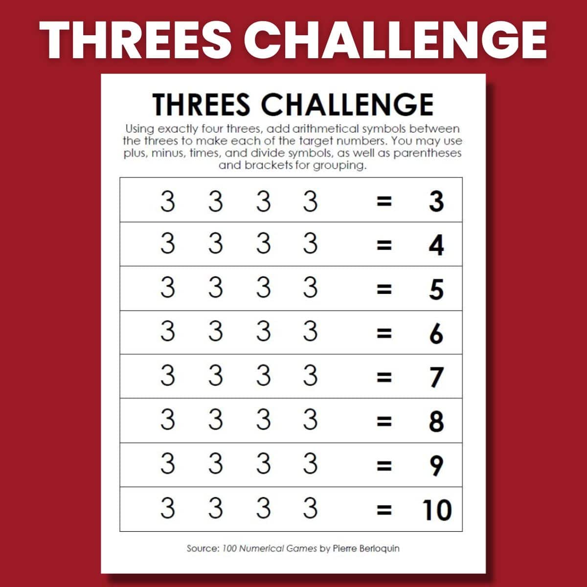 threes challenge