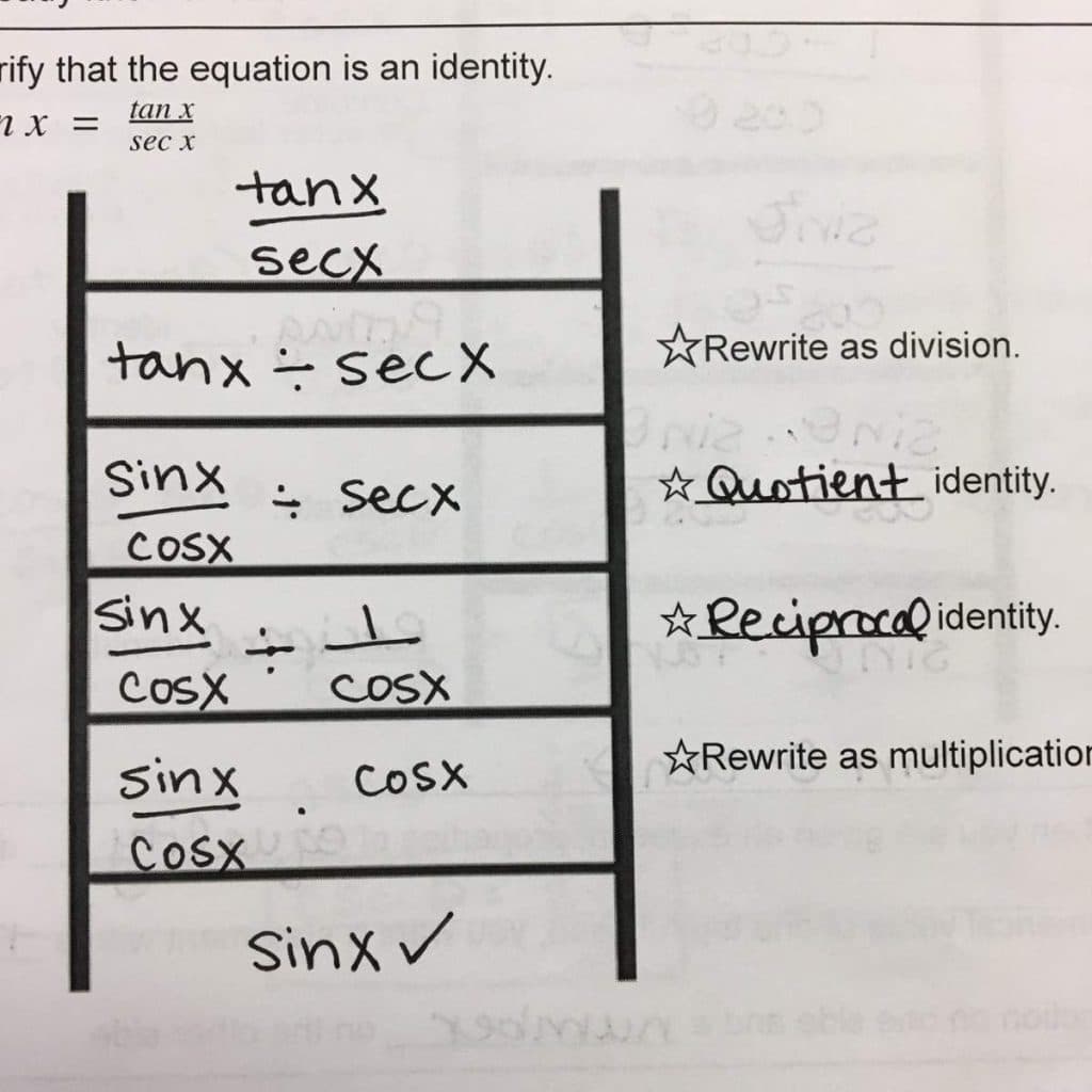 Ladder Structure for Trig Identity Problems.