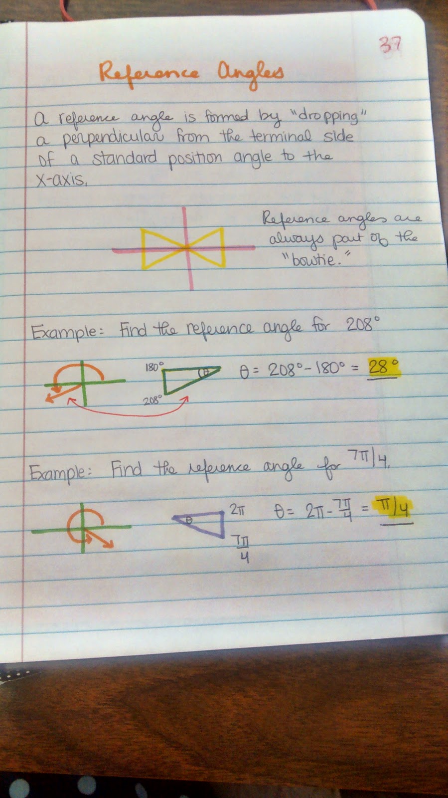 Reference Angles Interactive Notebook Page