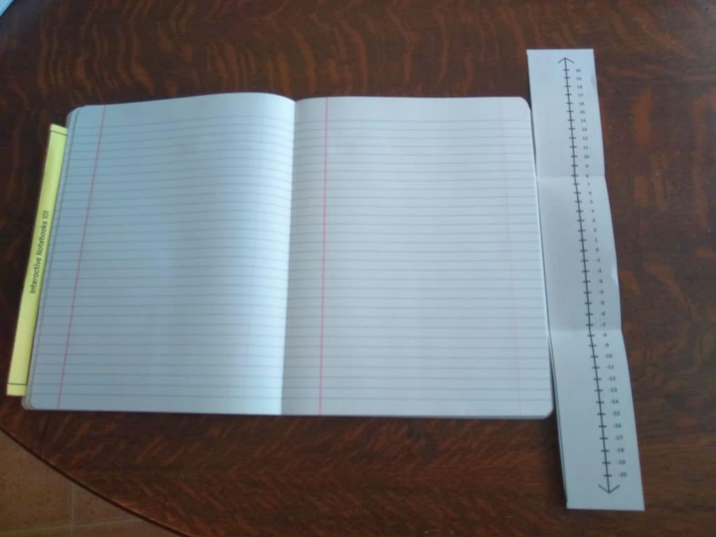 vertical number line foldable in interactive notebook. 