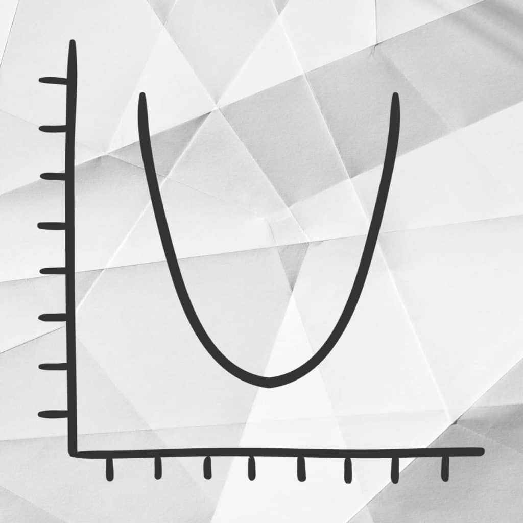 folded piece of paper in background with parabola drawn on top
