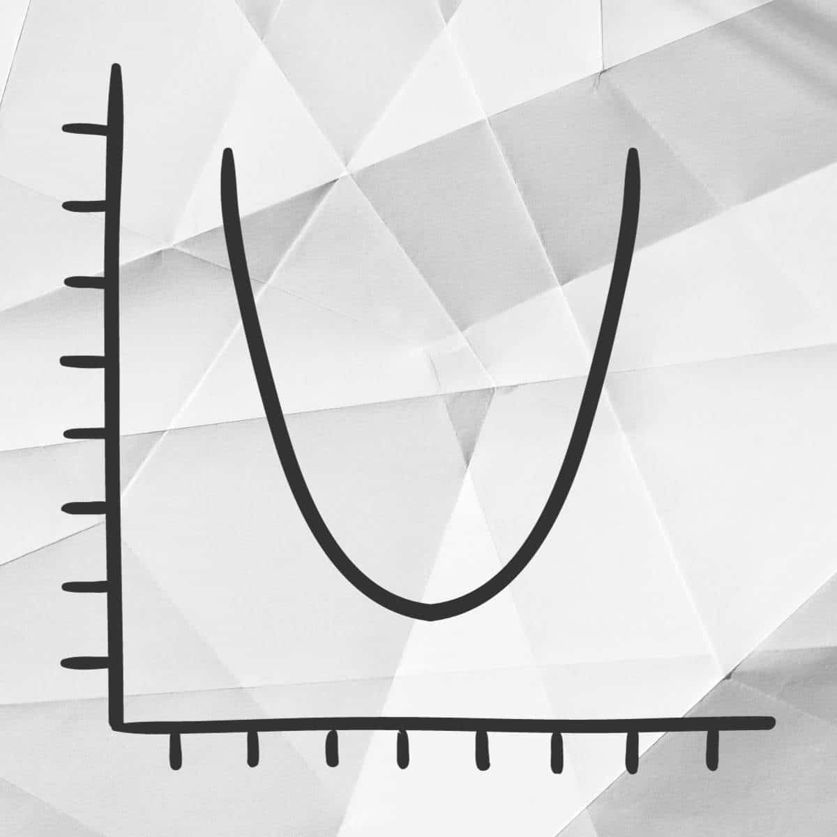 folded piece of paper in background with parabola drawn on top