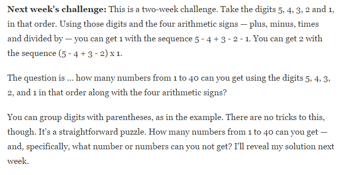 Screenshot of Will Shortz 5-4-3-2-1 Challenge. 