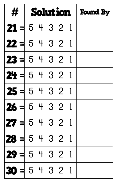 Poster to Write Answers on for 5-4-3-2-1 Challenge. 