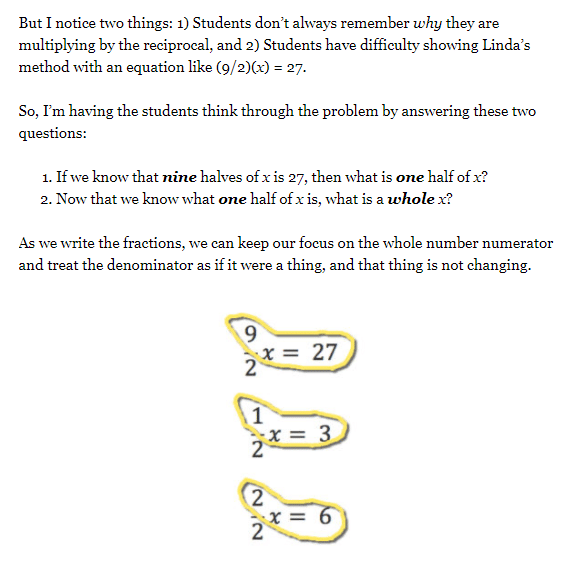 explanation of solving equations with fractions. 