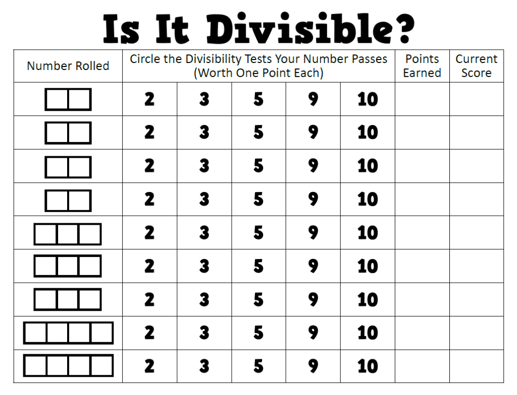 Is it divisible dice game