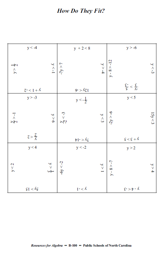 one variable inequalities square puzzle.