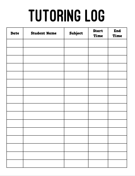 printable tutoring log.